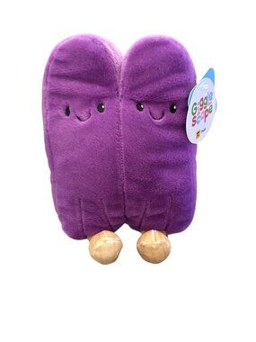 Giggle Scope Plush Purple Smiling Characters With Wooden Feet 8" Soft Toy
